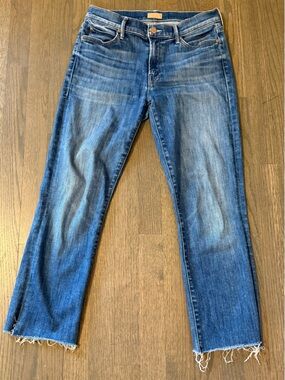 MOTHER Women’s Straight Faded Blue Jeans